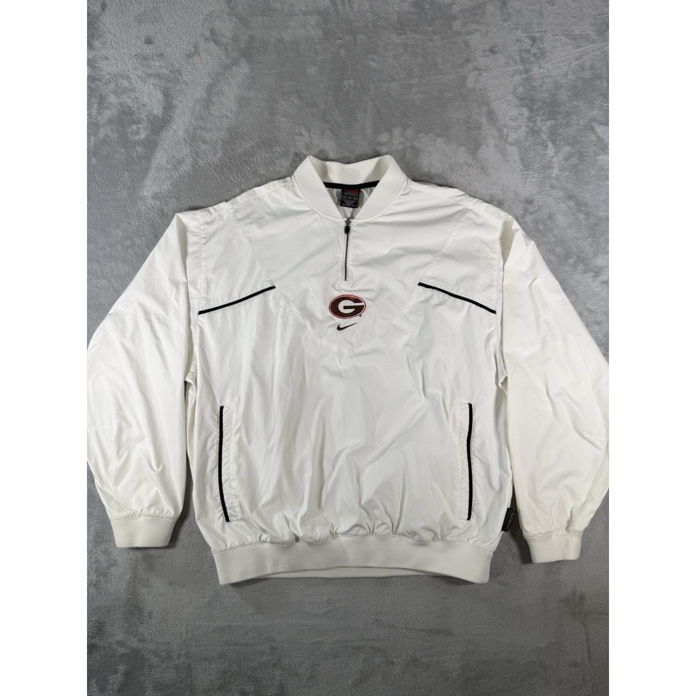 Nike Georgia Bulldogs Sweater Mens Medium Clima Fit White Pullover Long Sleeve